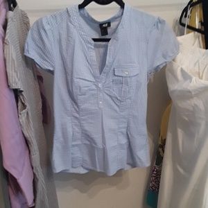 H & M blue and white stripe shirt
